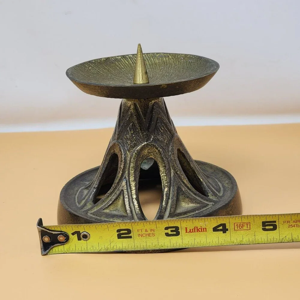 Pair Of Vintage Mid-Century Modern Brass Candle Holders‎
